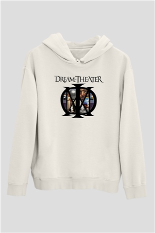 Dream Theater Beyaz Unisex Kapşonlu Sweatshirt