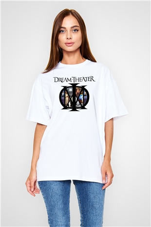 Dream Theater Beyaz Unisex Oversize Tişört T-Shirt