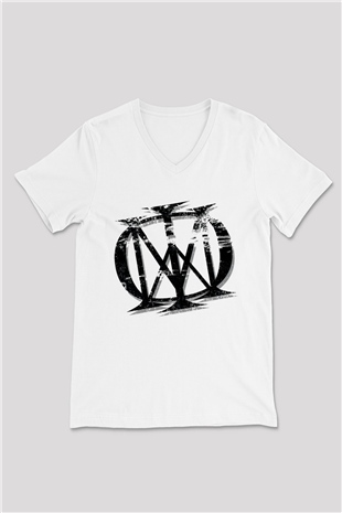 Dream Theater Beyaz Unisex V Yaka Tişört T-Shirt