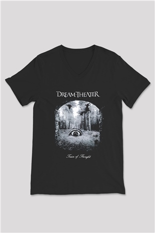 Dream Theater Siyah Unisex V Yaka Tişört T-Shirt