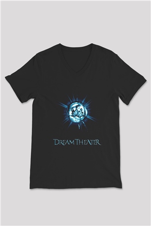 Dream Theater Siyah Unisex V Yaka Tişört T-Shirt