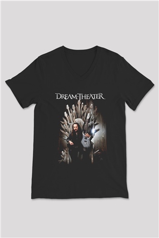 Dream Theater Siyah Unisex V Yaka Tişört T-Shirt