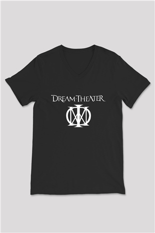 Dream Theater Siyah Unisex V Yaka Tişört T-Shirt