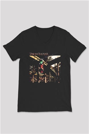 Dream Theater Siyah Unisex V Yaka Tişört T-Shirt