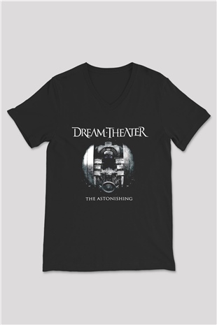 Dream Theater Siyah Unisex V Yaka Tişört T-Shirt