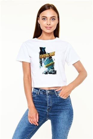 Driver Beyaz  Crop Top Tişört