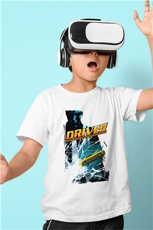 Driver Beyaz Unisex Çocuk Tişört