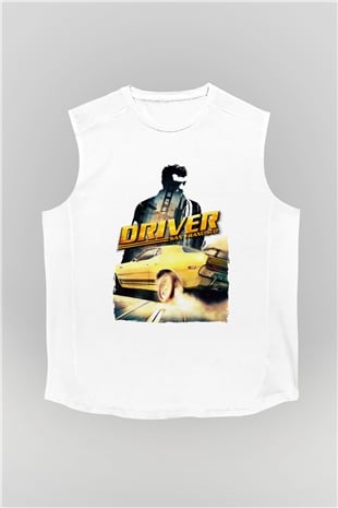 Driver Beyaz Unisex Kolsuz Tişört