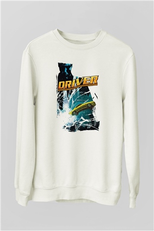 Driver Beyaz Unisex Sweatshirt