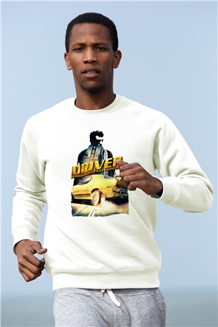 Driver Beyaz Unisex Sweatshirt