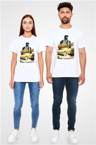 Driver Beyaz Unisex Tişört T-Shirt