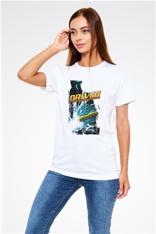 Driver Beyaz Unisex Tişört T-Shirt