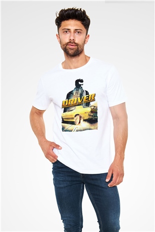 Driver Beyaz Unisex Tişört T-Shirt