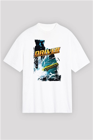 Driver Beyaz Oversize Tişört Oversize T-shirt