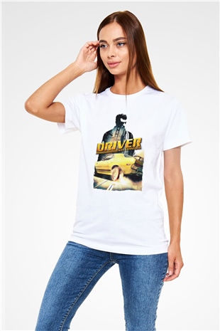 Driver Beyaz Unisex Tişört T-Shirt