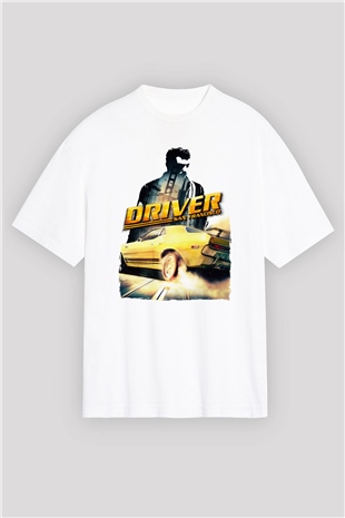 Driver Beyaz Oversize Tişört Oversize T-shirt