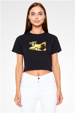 Driver Siyah  Crop Top Tişört