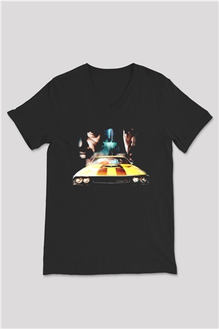 Driver Siyah Unisex V Yaka Tişört