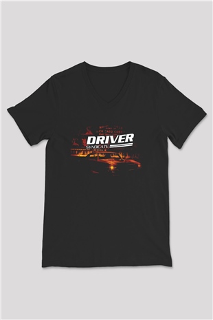 Driver Siyah Unisex V Yaka Tişört