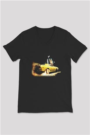 Driver Siyah Unisex V Yaka Tişört T-Shirt