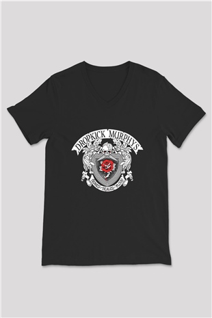 Dropkick Murphys Baskılı Unisex Siyah V Yaka Tişört