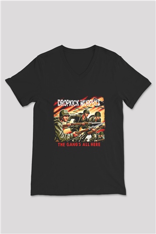 Dropkick Murphys Baskılı Unisex Siyah V Yaka Tişört
