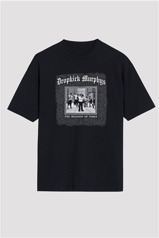 Dropkick Murphys Baskılı Unisex Siyah Oversize Tişört