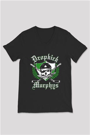 Dropkick Murphys Siyah Unisex V Yaka Tişört T-Shirt