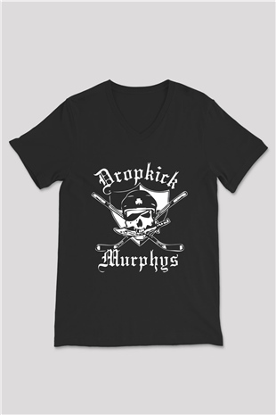 Dropkick Murphys Siyah Unisex V Yaka Tişört T-Shirt