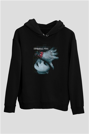 Drowning Pool Baskılı Unisex Siyah Kapüşonlu Sweatshirt