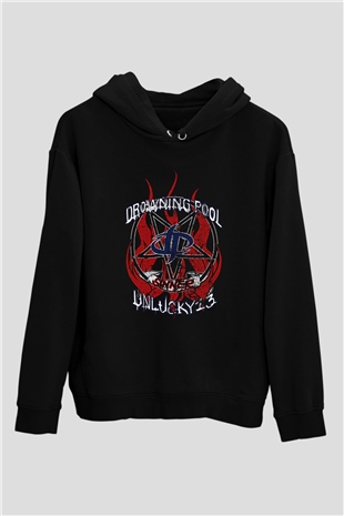 Drowning Pool Baskılı Unisex Siyah Kapüşonlu Sweatshirt