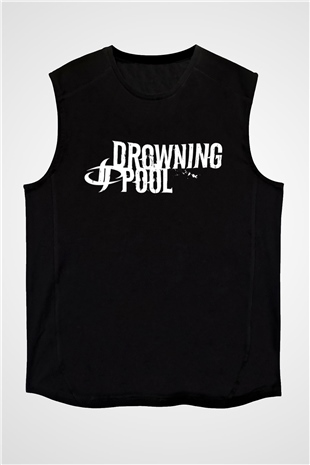 Drowning Pool Baskılı Unisex Siyah Kolsuz Tişört - Tshirt