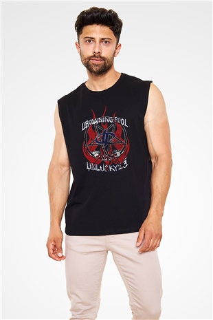 Drowning Pool Baskılı Unisex Siyah Kolsuz Tişört - Tshirt
