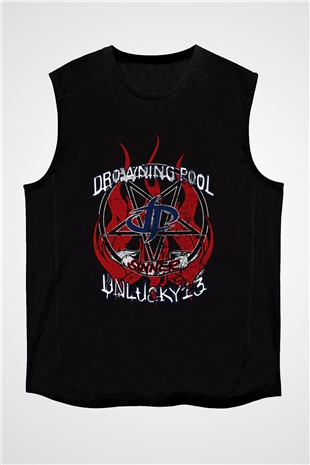 Drowning Pool Baskılı Unisex Siyah Kolsuz Tişört - Tshirt