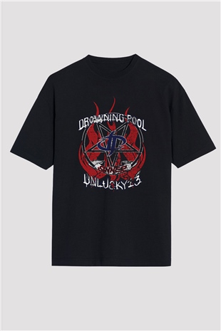 Drowning Pool Baskılı Unisex Siyah Oversize Tişört - Tshirt