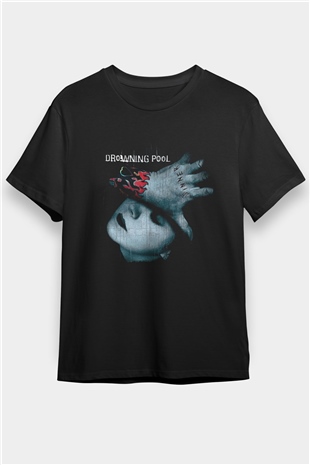 Drowning Pool Baskılı Unisex Siyah Tişört - Tshirt