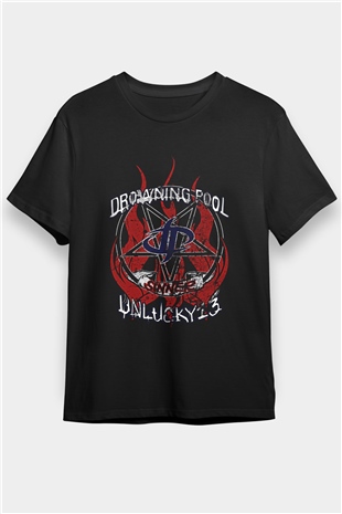 Drowning Pool Baskılı Unisex Siyah Tişört - Tshirt