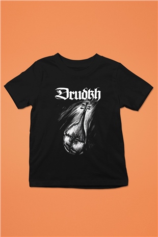 Drudkh Baskılı Siyah Unisex Çocuk Tişört