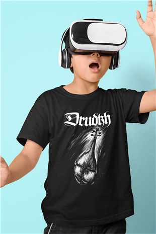 Drudkh Baskılı Siyah Unisex Çocuk Tişört