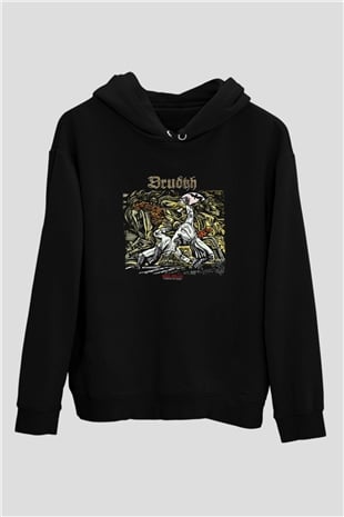 Drudkh Baskılı Unisex Siyah Hoodie