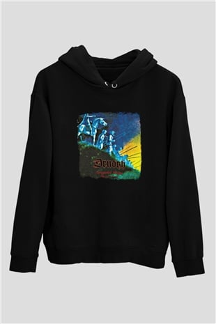 Drudkh Baskılı Unisex Siyah Hoodie