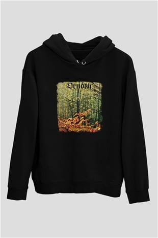 Drudkh Baskılı Unisex Siyah Hoodie