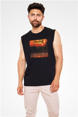 Drudkh Baskılı Unisex Siyah Kolsuz Tişört