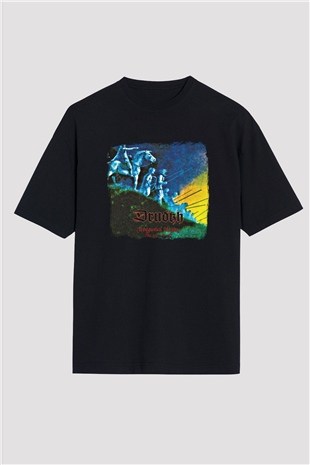 Drudkh Baskılı Unisex Siyah Oversize Tişört
