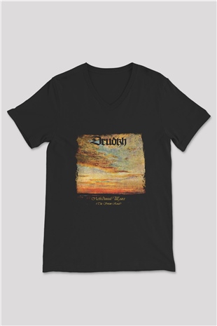 Drudkh Baskılı Unisex Siyah V Yaka Tişört
