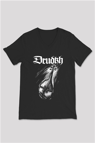 Drudkh Siyah Unisex V Yaka Tişört T-Shirt