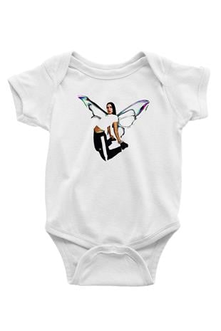 Dua Lipa Baskılı Beyaz Unisex Bebek Body - Zıbın