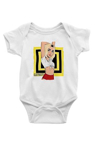 Dua Lipa Baskılı Beyaz Unisex Bebek Body - Zıbın