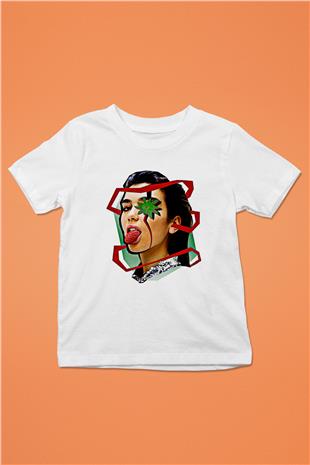 Dua Lipa Baskılı Beyaz Unisex Beyaz Çocuk Tişört - Tshirt