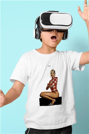 Dua Lipa Baskılı Beyaz Unisex Beyaz Çocuk Tişört - Tshirt